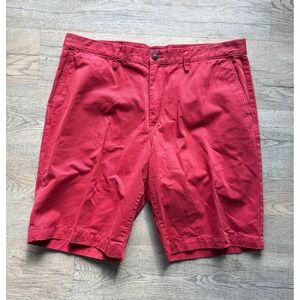 Gap‎ Khakis Red Chino Lived-In Shorts Mens 38 Cotton Flat Front Casual Preppy